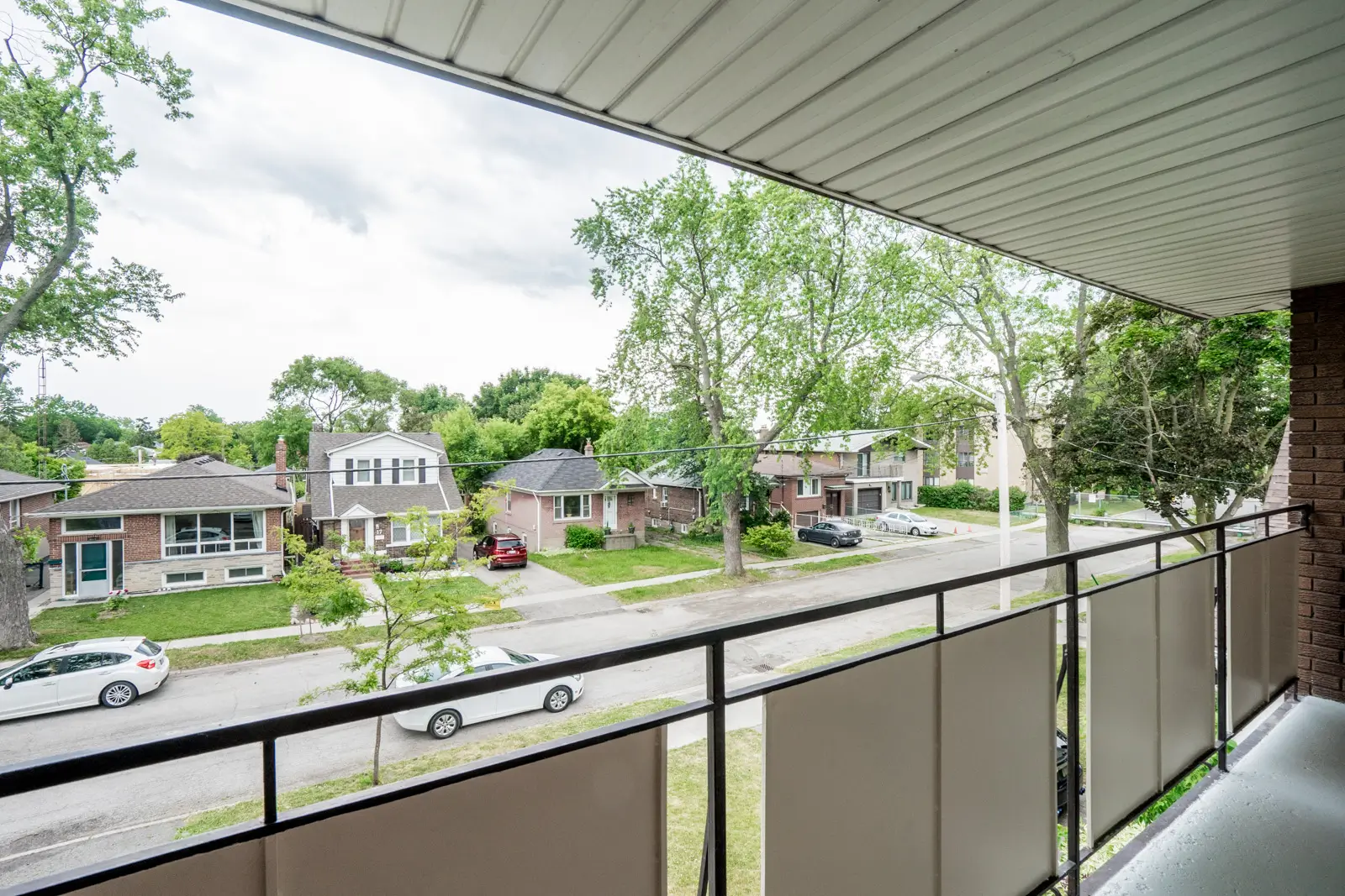 Outdoor balcony with seating area