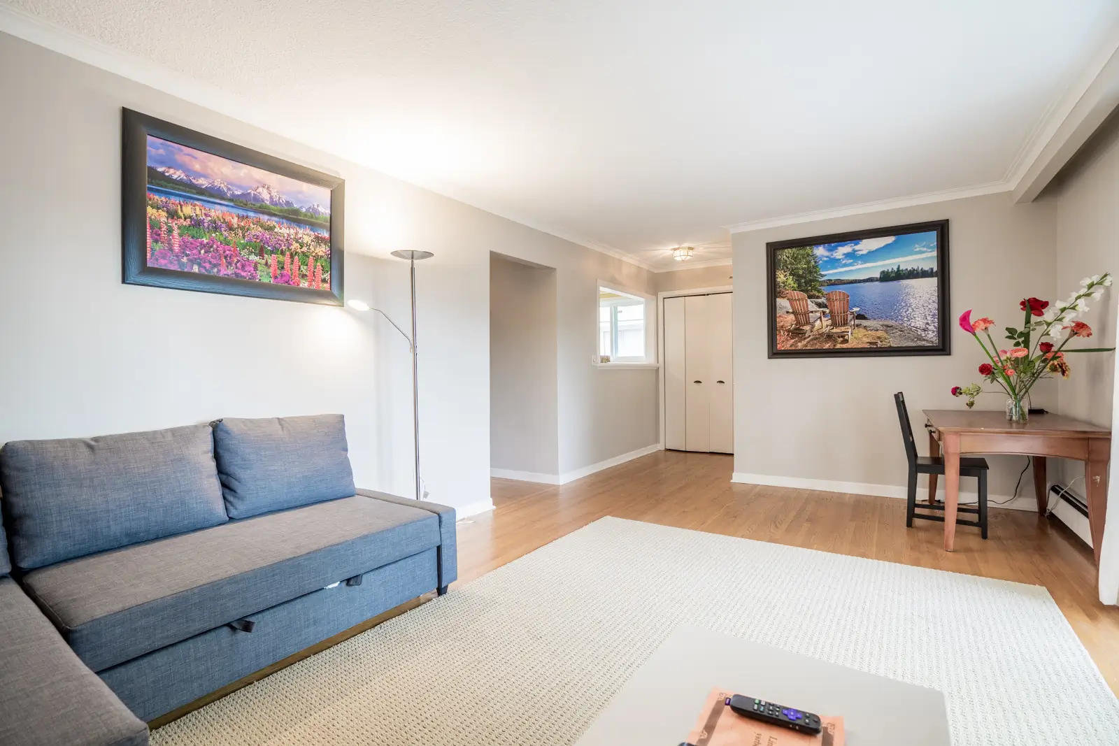 Living room view toward sliding door/natural light